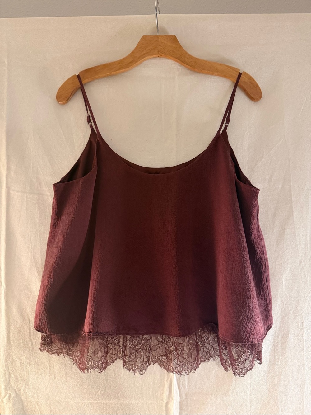 T Tahari Beautiful Brown Lace-Trim 100% Silk Cami